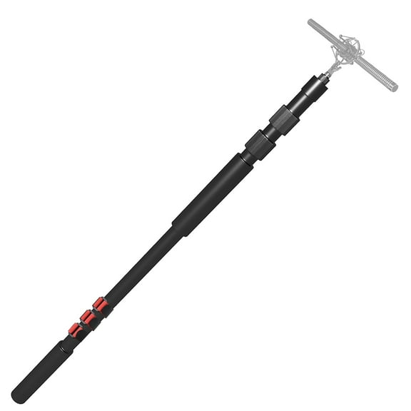 Portable Handheld Boom Pole for Shotgun Mic, 3-Section Extendable Microphone Arm for Filming with 3/8" and 5/8" Threads