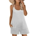 thumbnail image 2 of Women's Rompers Coverup Sleeveless Spaghetti Strap Wide Leg Bathing Jumpsuits Beach Summer Relaxed Fit Overalls with Pockets, 2 of 5