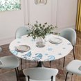 thumbnail image 5 of Blue Gnomes Christmas Round Tablecloth for 55-60 Inch Tables,Fitted Table Cover with Elastic Edge,Blue Winter Snowflake Xmas Tree Rustic Waterproof Outdoor Table Cloth Protector for Patio Dinner, 5 of 9