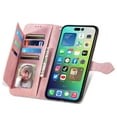 thumbnail image 4 of TECH CIRCLE Magnetic Protective Case For iPhone 14 Plus,Luxury Business PU Leather Flip Zipper Wallet with 7 Credit Card Slots and Cash Pocket Kickstand with Detachable Wrist Strap Cover,Pink, 4 of 12