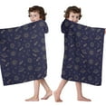 thumbnail image 4 of Dark Blue Star Moon Sun Planet Rocket Pattern Hooded Bath Towel，50"x30" for Ages 3 To 12 Kids, Quick Dry Lightweight Soft Microfiber Hood Beach Towel Cover Up for Kids, 4 of 7
