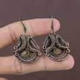 thumbnail image 2 of Natural Ammonite Fossil Gemstone Handmade Copper Wire Wrap Earring 2.21, 2 of 4