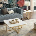thumbnail image 3 of Chidia White Gold Coffee Table - High Gloss Lacquer Finish Top, Polished Stainless Steel Base, X-Leg, 3 of 10