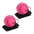 thumbnail image 1 of Uxcell Bola de muñeca deportiva de 2.5 pulgadas, bola de béisbol de goma con retorno de muñeca para ejercicio, rosa fluorescente 2 piezas, 1 of 5