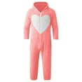 thumbnail image 3 of fartey Men Plus Size Hooded Pajamas Heart Print Long Sleeve Zip Up Jumpsuit Lounge Pockets Fleece One Piece Sleepwear, S-5XL, 3 of 6