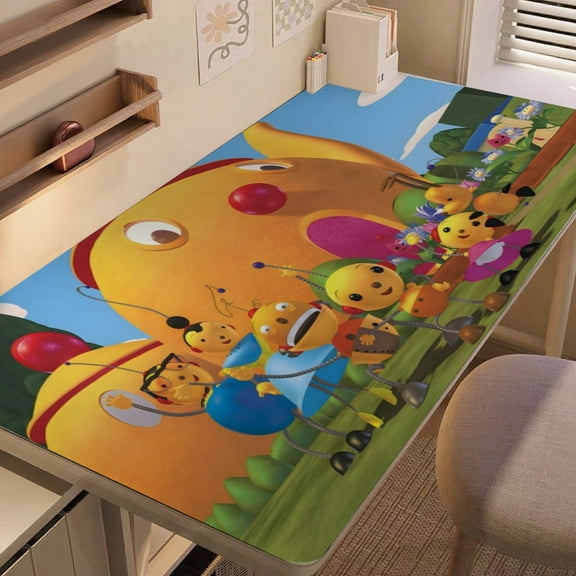 Rolie Polie Olie-themed extra-large Non-Slip Base leather Desk Table mat—versatile for computer desks, dining tables, and more.12"x24"(30X60cm）