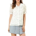 thumbnail image 1 of INSPIRE CHIC Women's Floral Button Down Collar Sweet Puff Sleeve Blouse, 1 of 6