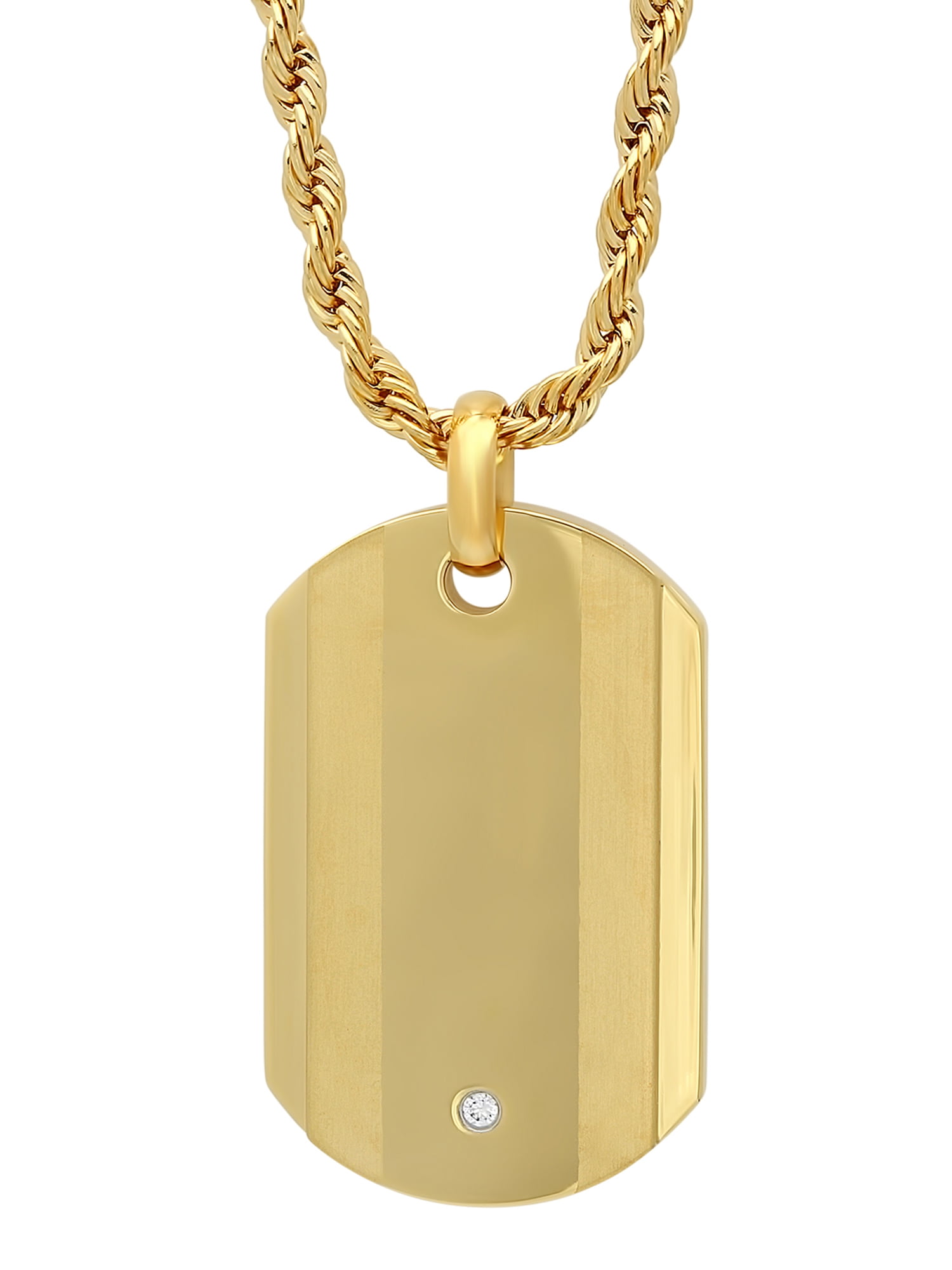 Men's Stainless Steel Hammered Dog Tag Necklace - 24" Oval Chain, Textured Pendant