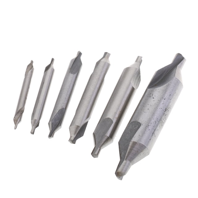 6 Piezas HSS Brocas de Localización Central de Avelnado de Herramientas Acero de de 60 degree 1, 1,5, 2, 2,5, 3, 5 Zulema Juego de brocas centrales HSS