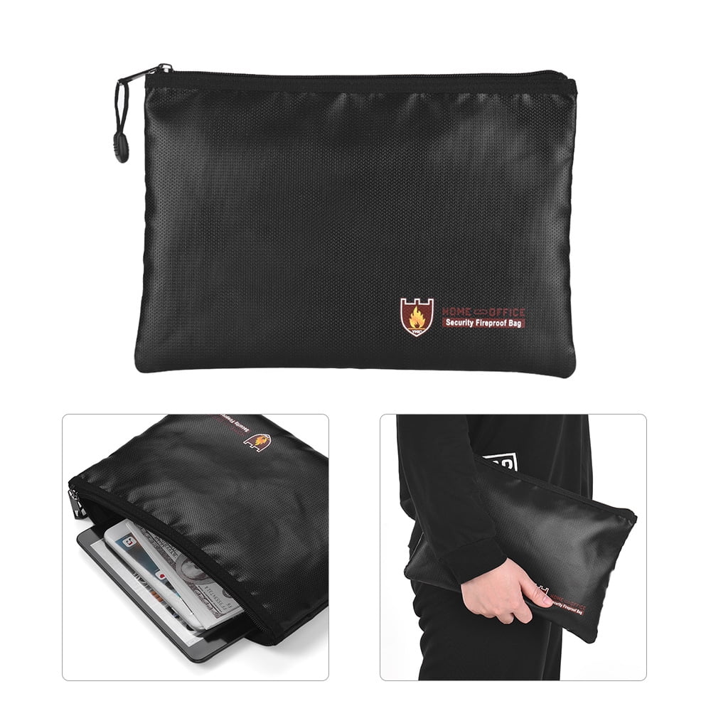 Fireproof Document Bags Waterproof Bag for Passport Fireproof Bag Money,Valuables Jewelry Fireproof Safe Black 5 Piece 