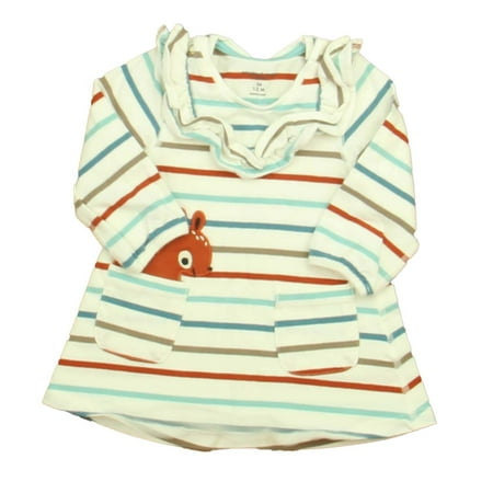 

Pre-owned Polarn O. Pyret Girls White | Brown | Aqua Stripe Dress size: 1-2 Months