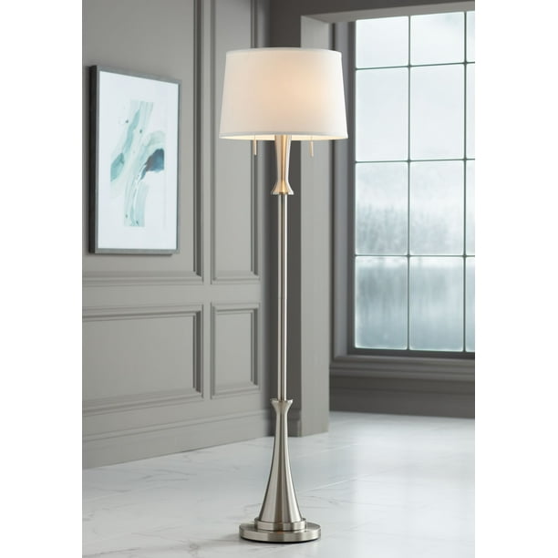 360 Lighting Modern Floor Lamp 63 75 Tall Brushed Nickel Metal White Tapered Drum Shade For Living Room Reading House Bedroom Office Com 360 Lighting Modern Floor Lamp 63 75, Possini Euro Cadence Crystal Column Floor Lamp Satin Brass