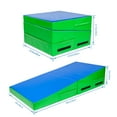 thumbnail image 3 of Matladin 48"x24"x14" Folding Gymnastics Cheese Wedge Incline Mat for Kids Girls Home Training Exercise (Blue+Green), 3 of 7