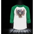 thumbnail image 2 of Shop4Ever Men's American Bald Eagle USA Flag Raglan Baseball Shirt Small Heather Grey/Red, 2 of 4