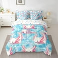 thumbnail image 2 of Erosebridal Cute Axolotl Comforter Set Twin 7 Pcs Ocean Sealife Cartoon Salamander Bedding Set Kawaii Reptile Animal Sea Underwater World Bed in a Bag with Comforter,Sheets, 2 of 5
