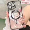 thumbnail image 2 of Magnetic Case for iPhone 14 Plus Case [Compatible with MagSafe] Camera Lens Protector Plating Luxury Cover for Women Men Clear Soft TPU Shockproof Protective Phone Case - Black, 2 of 6