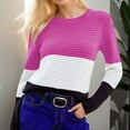 thumbnail image 2 of Timegard Womens Sweaters Knit Crewneck Long Sleeve Slim Pullover Block Color Loose Tee Tops Fall, 2 of 6