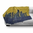 thumbnail image 3 of Boston Soft Flannel Fleece Throw Blanket, Iconic Buildings Flat City Illustration and Egg Yolk Color Sky, Cozy Plush for Indoor and Outdoor Use, 50" x 60", Earth Yellow Dark Blue, by Ambesonne, 3 of 6