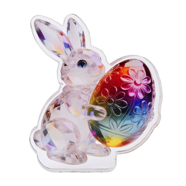 Decoraciones de Pascua, adornos de Pascua, decoraciones de escritorio de acrílico de conejo de Pascua, lindas figuras de conejo con huevo colorido para rellenar canastas de Pascua, regalos para niños,
