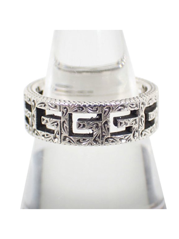 Pre-Owned GUCCI 925 Arabesque Square G Ring, Size 14