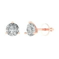 thumbnail image 2 of 2 Ct Round Cut Studs White Sapphire 14K Rose Solid Solid Gold Everyday Dainty Earrings Screw Back, 2 of 7