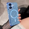 thumbnail image 6 of for iPhone 16 Bling Crystal Diamonds Rhinestone Bumper Cover, [Compatible with MagSafe] Glitter Sparkle Bling Luxury Shiny Cute TPU Cover Case for 16 KZ-Blue, 6 of 12