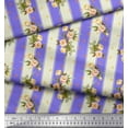 thumbnail image 2 of Soimoi Japan Crepe Satin Fabric Stripe,Leaves & Rose Floral Decor Fabric Printed Yard 42 Inch Wide, 2 of 3