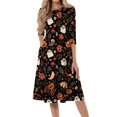 thumbnail image 2 of Womens Halloween Dress Pumpkin Skeleton Ghost Funny Scary Quick-Dry Lightweight Retro Halloween Clothing, 2 of 7