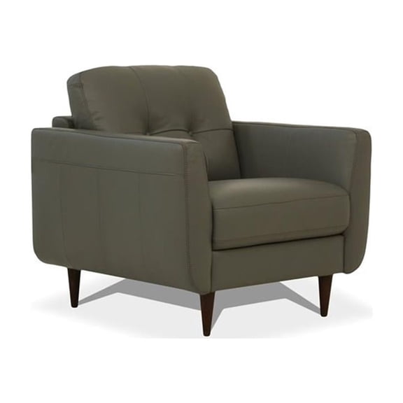 ACME Radwan Tufted Leather Accent Chair in Pesto Green