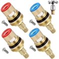 thumbnail image 1 of 4 Pieces Brass Ceramic Disc Faucet, Replacement Ceramic Cartridge, Universal Ceramic Brass Cartridges Kitchen Faucet Tap(Red, Blue), 1 of 5