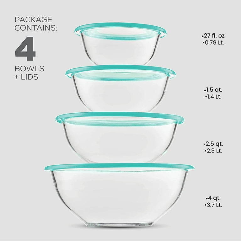 Superior Glass Mixing Bowls with Lids - 8-Piece Mixing Bowl Set with  BPA-Free lids, Space-Saving Nesting Bowls - Easy Grip & Stable Design for  Meal