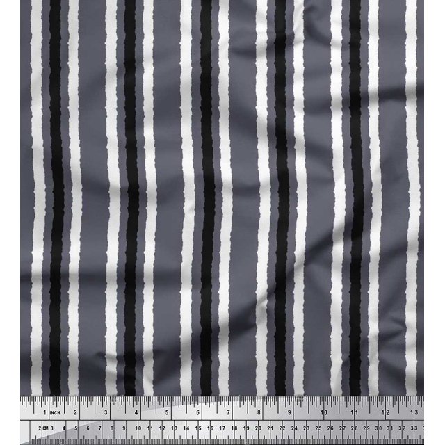 Soimoi Modal Satin Fabric Stripe Block Fabric Prints by Yard 42 Inch Wide