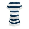 thumbnail image 3 of Short Sleeve Dresses for Women with Pockets Striped Vneck Tie Waist Tummy Control Summer Mini Dresses, 3 of 4