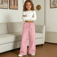 thumbnail image 2 of FAHXNVB Girls Wide Leg Pants with Pockets Drawstring Elastic Waist Solid Color Casual Pants Lightweight Loose Fit Fashion Pants 7-16 Years, 2 of 7