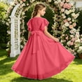 thumbnail image 5 of HAYIMI Child Chiffon Dress For Girls Summer Party Wear Soft Flowy Toddler Formal Evening O-Neck Flutter Sleeve Cute Dresses, 5 of 5