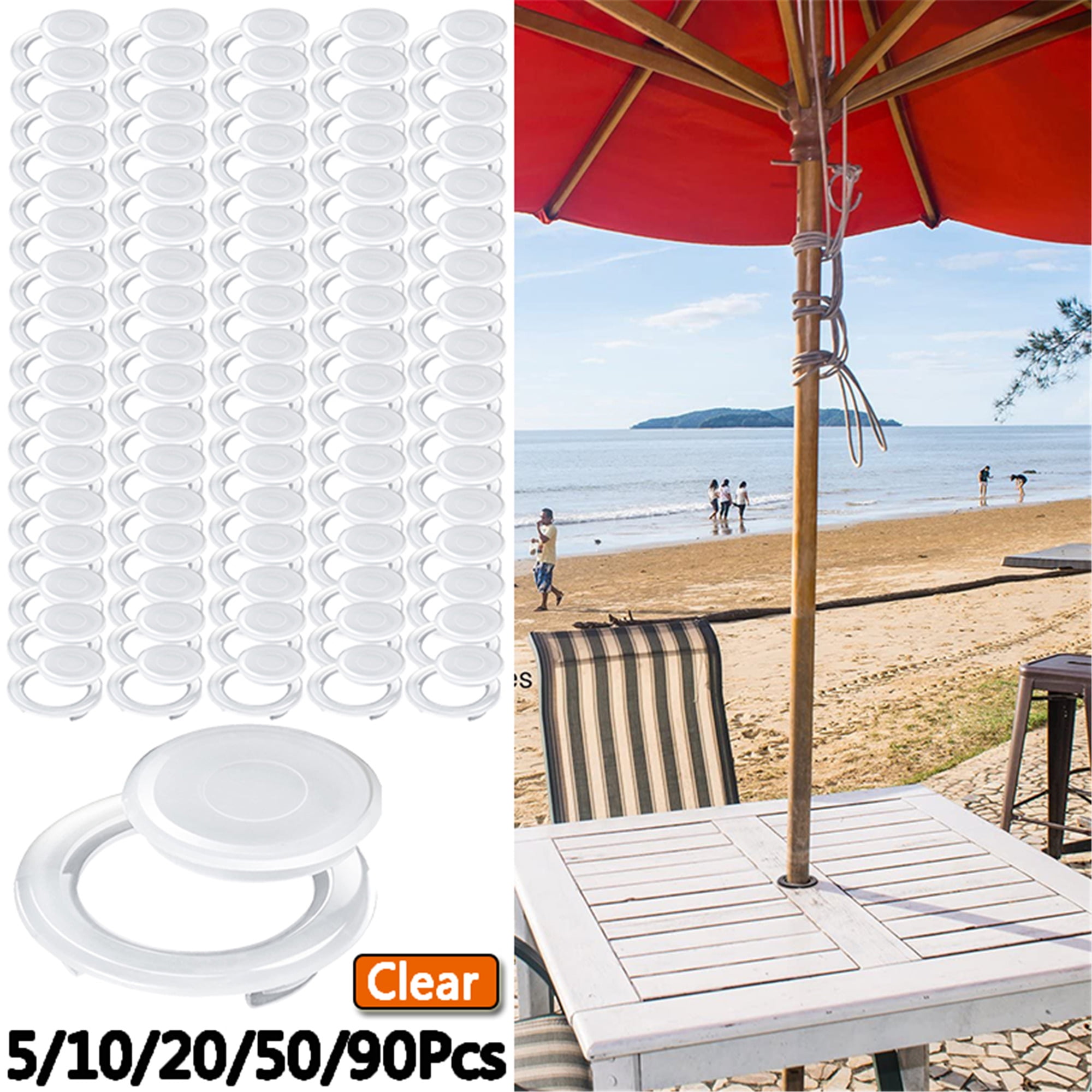 5Pcs Patio Table Umbrella Hole Ring and Cap Set, Elbourn 2 Inch