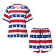 thumbnail image 4 of Qekee American Patriotic Stars And Stripes Women's Pajama Set Short Sleeve Sleepwear Summer Home Wear with Pockets Soft Short Sleeve Shirt - American Patriotic Stars And Stripes, 4 of 9