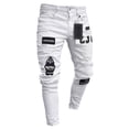 thumbnail image 1 of Men Skinny Ripped Jeans, Slim Fit Pants, Destroyed Zipper Holes Trousers, 1 of 3