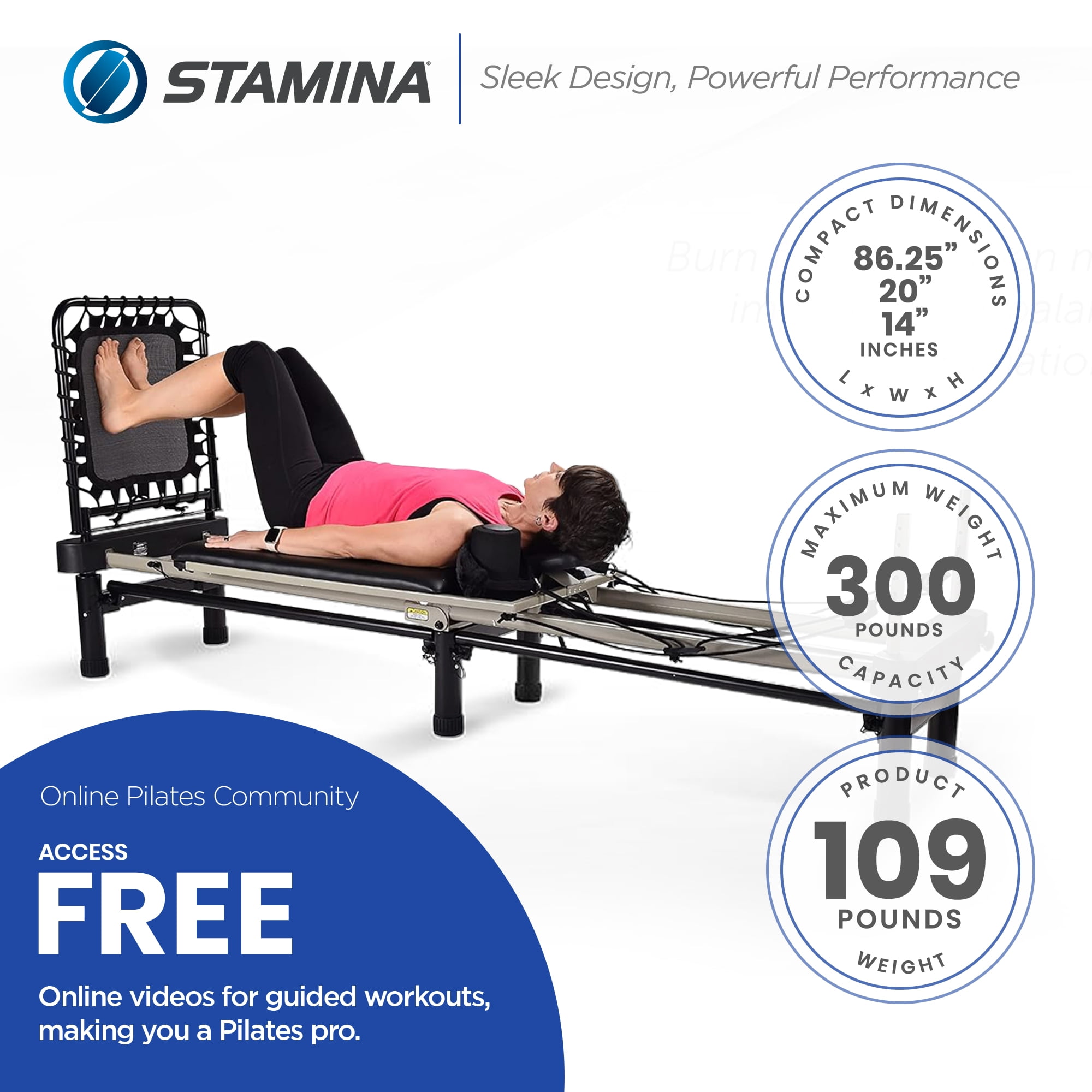 Stamina AeroPilates Premier with Stand Cardio Rebounder Neck Pillow and DVDs