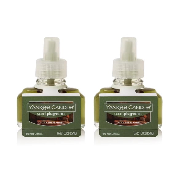 Yankee Candle LOG CABIN FLANNEL Scentplug Fragrance Oil Refills (Set of 2)