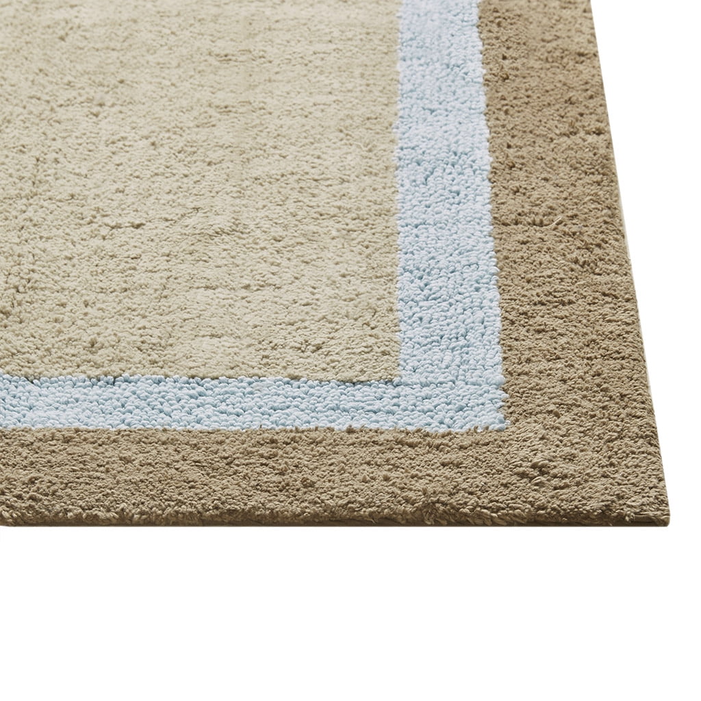 MAYEERTY Non-Slip Bathroom Rug, Medium Pile Cotton Tufted Bath Mat, Machine Washable, Blue, 27"W x 45"L