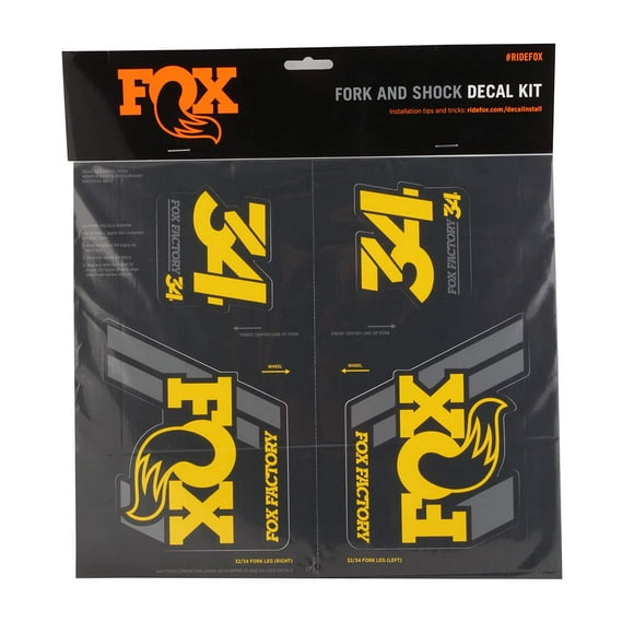 Fox Racing Shox Kit de Décalcomanies Fourche et Choc Héritage Jaune Taille Unique