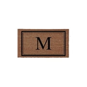 Evergreen Monogram Indoor Outdoor 100% Natural Coir Doormat 28" x 16" |  Letter  "M"