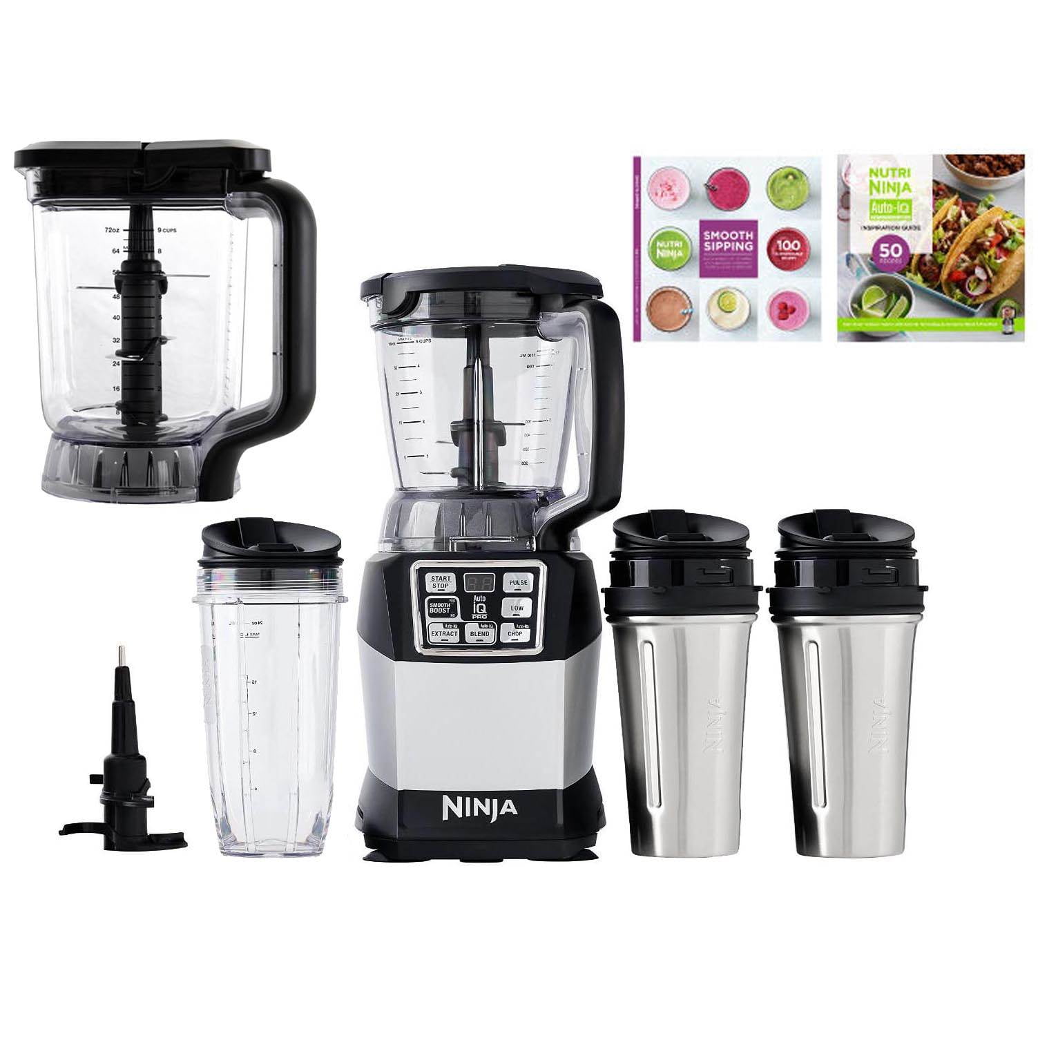 Ninja Auto IQ Blender System w/ 40 oz Bowl + 72 oz Pitcher + 3 Cups + Cook  Book 