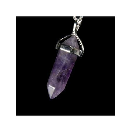 Chakra Crystal Gemstone - Natural Crystal Gemstone Hexagonal Point Bead Pendant Chakra Necklace + Chain