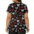 thumbnail image 5 of Fabrcox S-5XL Valentine Scrubs for Women Plus Size Love Heart Graphic Holiday Women's Scrub Tops V Neck Short Sleeve Women Nurse Uniform with Pockets, 5 of 5