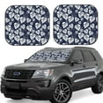 thumbnail image 6 of Kdxio White Leaves Print 2-Piece Sun Shade Front Windshield - Foldable Car Front Window Sunshades for Most Sedans SUV Truck, 6 of 6