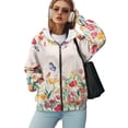 thumbnail image 5 of COEQINE Women's Long Sleeve Hoodie Oversized Lightweight Sweatshirts Colorful Tulips Pattern Full Zip Up Outfits Jacket Fashion Fall Casual Wear Fall Winter Clothes with Pockets, XS, 5 of 7