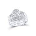 thumbnail image 2 of 10kt White Gold His Hers Round Diamond Cluster Matching Wedding Set 1 Cttw, 2 of 3