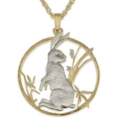 Rabbit Pendant & Necklace, Chinese 10 Yuan Coin Hand Cut